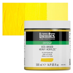 Liquitex Bio-Based Heavy Acrylic Paint - Yellow Medium Azo, 500 ml jar and swatch