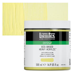 Liquitex Bio-Based Heavy Acrylic Paint - Light Bismuth Yellow, 500 ml jar and swatch