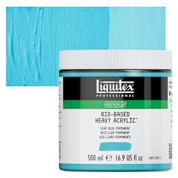 Liquitex Bio-Based Heavy Acrylic Paint - Light Blue Permanent, 500 ml jar and swatch