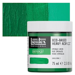 Liquitex Bio-Based Heavy Acrylic Paint - Emerald Green, 75 ml jar and swatch