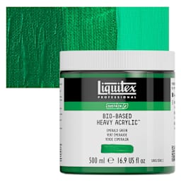 Liquitex Bio-Based Heavy Acrylic Paint - Emerald Green, 500 ml jar and swatch