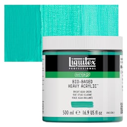 Liquitex Bio-Based Heavy Acrylic Paint - Bright Aqua Green, 500 ml jar and swatch