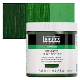 Liquitex Bio-Based Heavy Acrylic Paint - Hooker's Green Hue Permanent, 500 ml jar and swatch