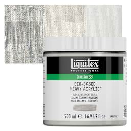 Liquitex Bio-Based Heavy Acrylic Paint - Iridescent Bright Silver, 500 ml jar and swatch