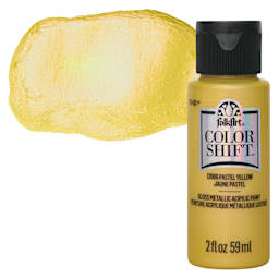 FolkArt Color Shift Paint - Yellow Pastel, 2 oz, bottle with swatch