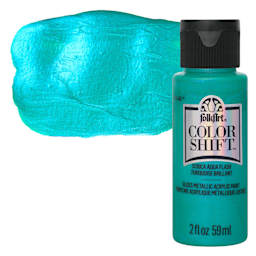 FolkArt Color Shift Paint - Aqua Flash, 2 oz bottle with swatch