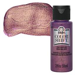FolkArt Color Shift Paint - Plum Flash, 2 oz, bottle with swatch