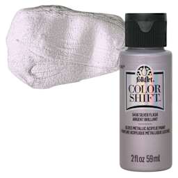 FolkArt Color Shift Paint - Silver Flash, 2 oz, bottle with swatch