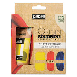 Pebeo Origin Acrylic Paints - Set of 3, Primary, 60 ml front of package