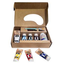 Pebeo Origin Acrylic Paints - Set of 12, Equipment Kit contents in box