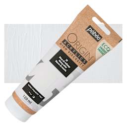 Pebeo Origin Acrylic Paint - Mixing White, 120 ml tube and swatch
