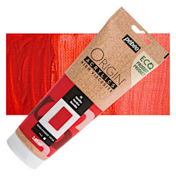 Pebeo Origin Acrylic Paint - Vermilion, 240 ml tube and swatch