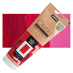 Pebeo Origin Acrylic Paint - Primary Red, 240 ml tube and swatch