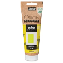 Pebeo Origin Acrylic Paint - Fluorescent Yellow, 120 ml