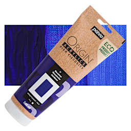 Pebeo Origin Acrylic Paint - Ultramarine Blue, 240 ml tube and swatch