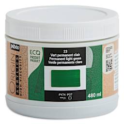 Pebeo Origin Acrylic Paint - Permanent Green Light, 480 ml