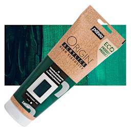 Pebeo Origin Acrylic Paint - Phthalocyanine Emerald, 240 ml tube and swatch