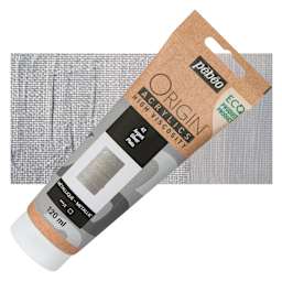Pebeo Origin Acrylic Paint - Silver, 120 ml tube and swatch