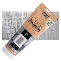 Pebeo Origin Acrylic Paint - Silver, 240 ml tube and swatch
