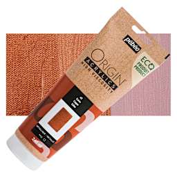 Pebeo Origin Acrylic Paint - Copper, 240 ml tube and swatch
