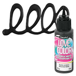DecoArt Love, Color 3D Acrylic Writer - Black Licorice, 2 oz bottle and swatch