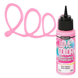 DecoArt Love, Color 3D Acrylic Writer - Rose Parfait, 2 oz bottle and swatch
