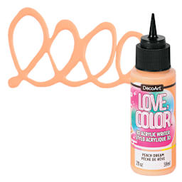 DecoArt Love, Color 3D Acrylic Writer - Peach Dream, 2 oz bottle and swatch