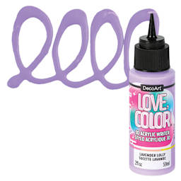 DecoArt Love, Color 3D Acrylic Writer - Lavender Lolly, 2 oz bottle and swatch