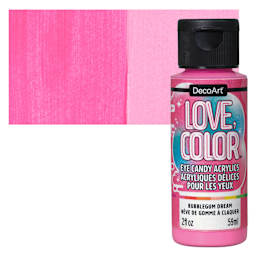 DecoArt Love, Color Acrylic Paint - Bubblegum Dream, 59 ml bottle and swatch