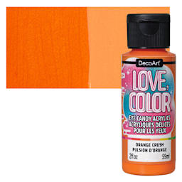 DecoArt Love, Color Acrylic Paint - Orange Crush, 59 ml bottle and swatch
