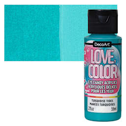 DecoArt Love, Color Acrylic Paint - Turquoise Tides, 59 ml bottle and swatch