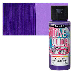 DecoArt Love, Color Acrylic Paint - Amethyst Jewel, 59 ml bottle and swatch