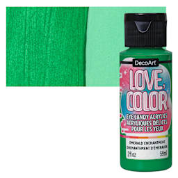 DecoArt Love, Color Acrylic Paint - Emerald Enchantment, 59 ml bottle and swatch