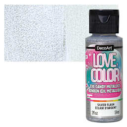 DecoArt Love, Color Acrylic Paint - Silver Flash, 59 ml bottle and swatch