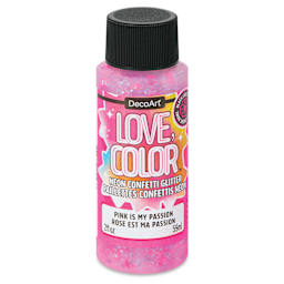 DecoArt Love, Color Neon Confetti Glitter Acrylic Paint - Pink is My Passion, 2 oz