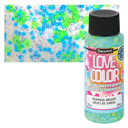 DecoArt Love, Color Neon Confetti Glitter Acrylic Paint - Mermaid Dreams, 2 oz bottle and swatch