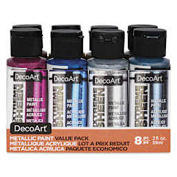DecoArt Extreme Sheen Metallic Acrylic Paints - Set of 8, Assorted Colors, 2 oz front of package