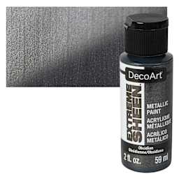 DecoArt Extreme Sheen Metallic Acrylic Paint - Obsidian, 2 oz bottle and swatch