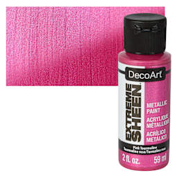 DecoArt Extreme Sheen Metallic Acrylic Paint - Pink Tourmaline, 2 oz bottle and swatch