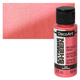 DecoArt Extreme Sheen Metallic Acrylic Paint - Coral, 2 oz bottle and swatch