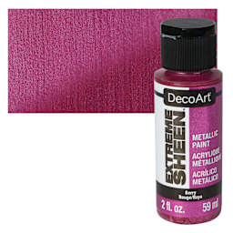 DecoArt Extreme Sheen Metallic Acrylic Paint - Berry, 2 oz bottle and swatch