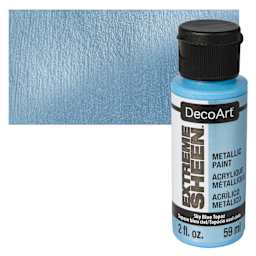 DecoArt Extreme Sheen Metallic Acrylic Paint - Sky Blue Topaz, 2 oz bottle and swatch