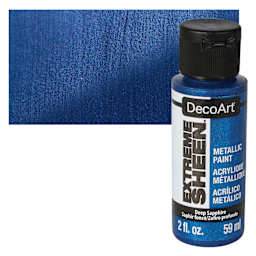 DecoArt Extreme Sheen Metallic Acrylic Paint - Deep Sapphire, 2 oz bottle and swatch