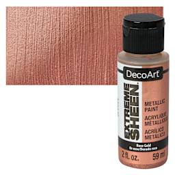 DecoArt Extreme Sheen Metallic Acrylic Paint - Rose Gold, 2 oz bottle and swatch
