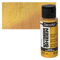 DecoArt Extreme Sheen Metallic Acrylic Paint - 24K Gold, 2 oz bottle and swatch