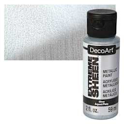 DecoArt Extreme Sheen Metallic Acrylic Paint - Silver, 2 oz bottle and swatch