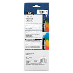 Royal & Langnickel Essentials Acrylic Paint - Standard Colors, Set of 12, 12 ml back of package