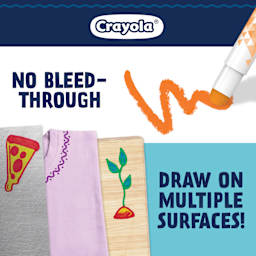 Crayola Acrylic Paint Stics can be used on paper, canvas, wood, and fabric.