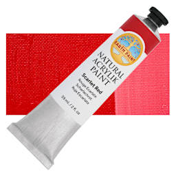 Natural Earth Paint Natural Acrylik Paint - Scarlet Red, 59 ml tube and swatch