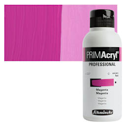 Schmincke Primacryl Professional Fluid Acrylic - Magenta, 250 ml bottle and swatch